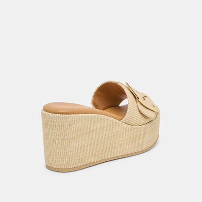 JILIAN WIDE WEDGES LT NATURAL RAFFIA