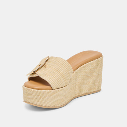 JILIAN WIDE WEDGES LT NATURAL RAFFIA
