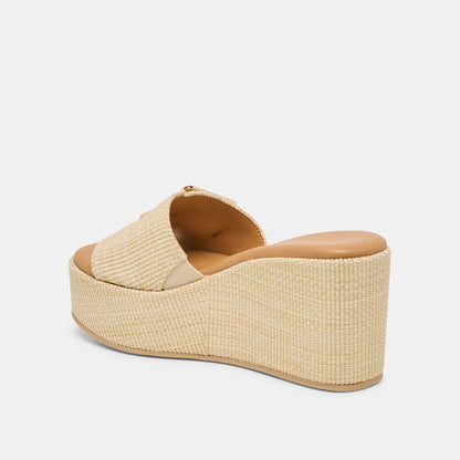JILIAN WIDE WEDGES LT NATURAL RAFFIA