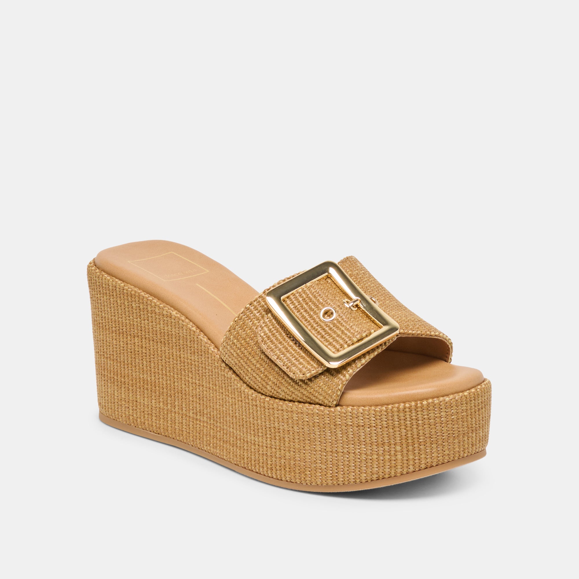 JILIAN WIDE WEDGES MOCHA RAFFIA