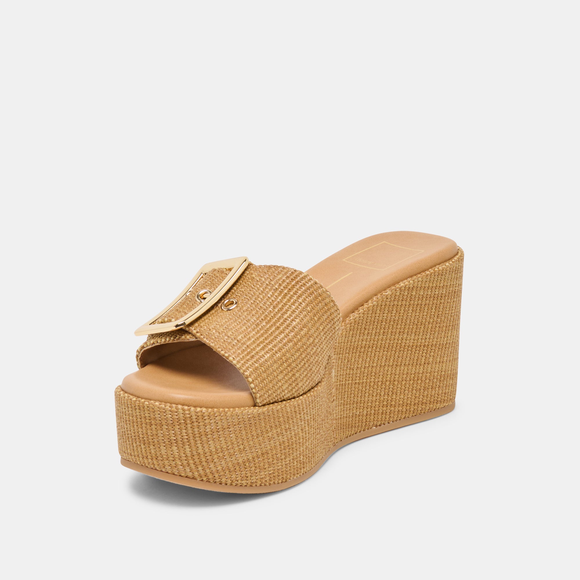 JILIAN WIDE WEDGES MOCHA RAFFIA