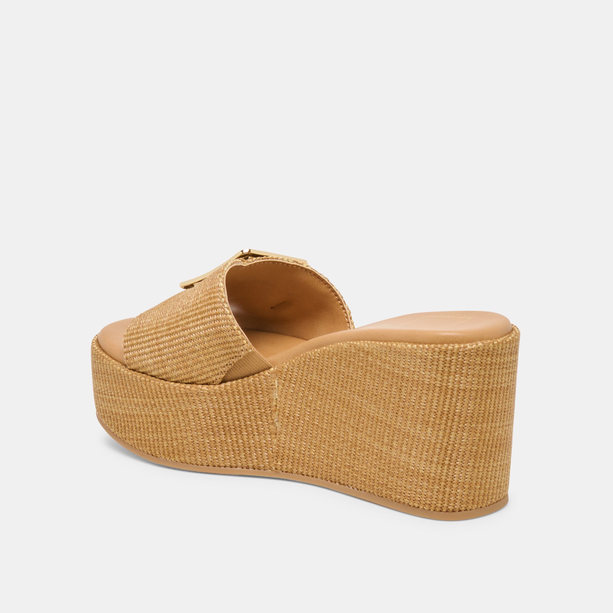 JILIAN WIDE WEDGES MOCHA RAFFIA