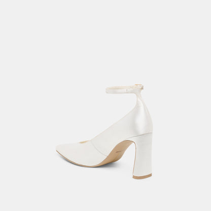 KARSIN SATIN HEELS TRUE WHITE SATIN