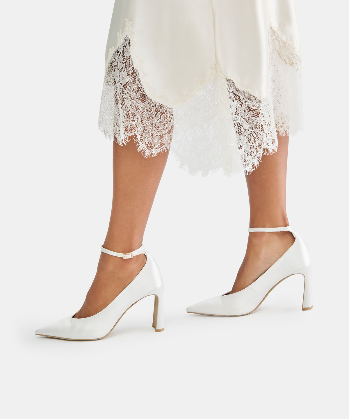 KARSIN SATIN HEELS TRUE WHITE SATIN - view 4