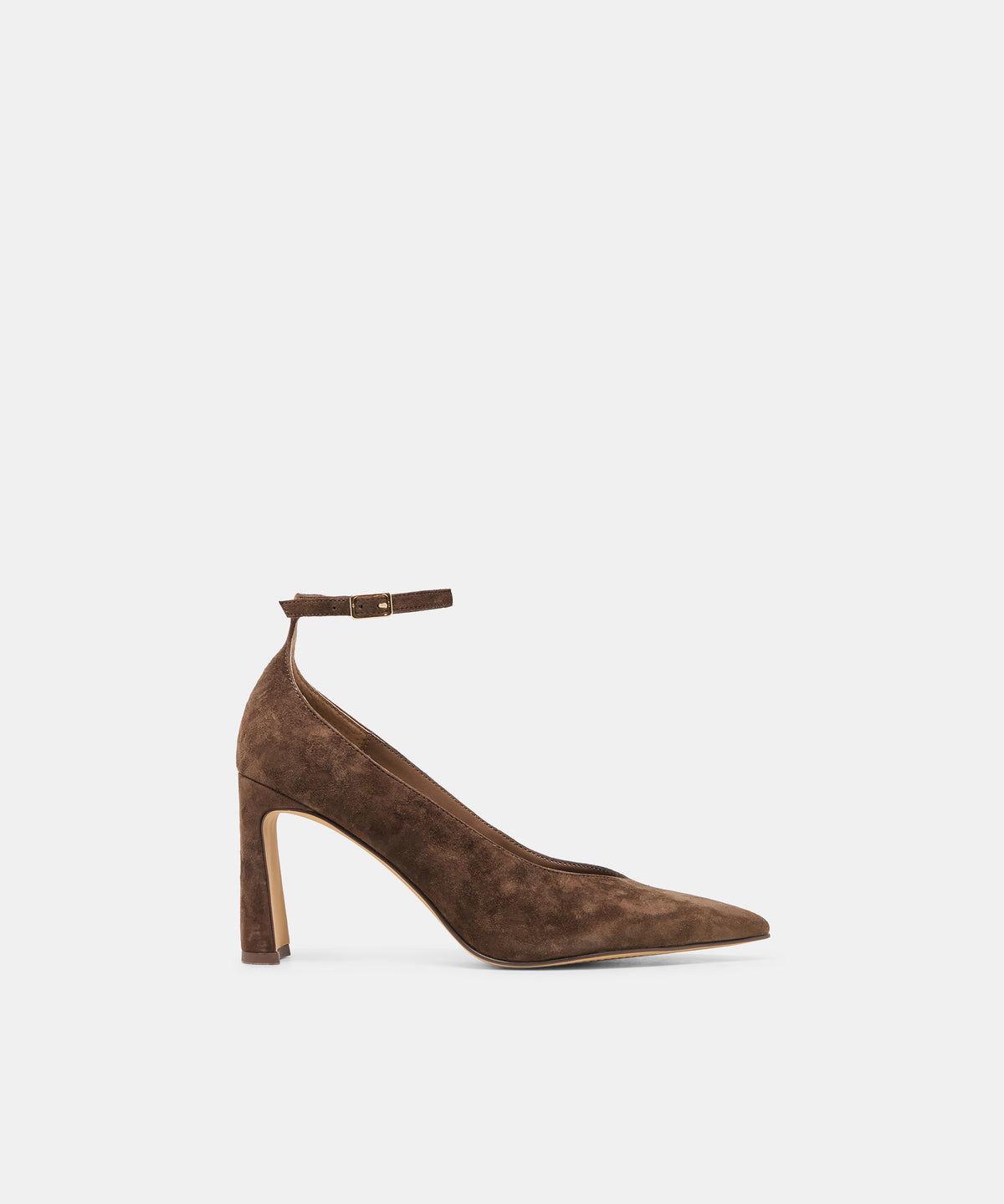 KARSIN Dk Brown Suede Closed-Toe Heels | Dolce Vita