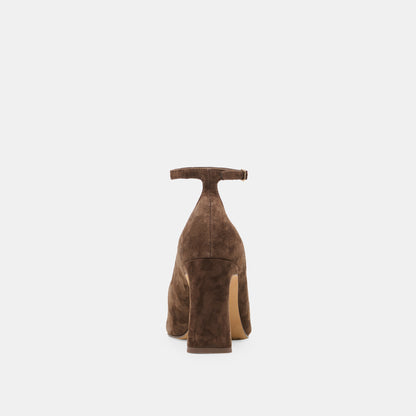 KARSIN HEELS DK BROWN SUEDE