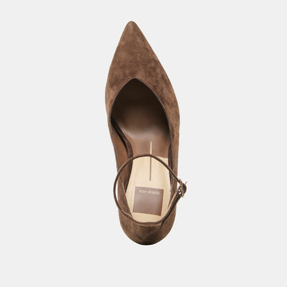 KARSIN HEELS DK BROWN SUEDE