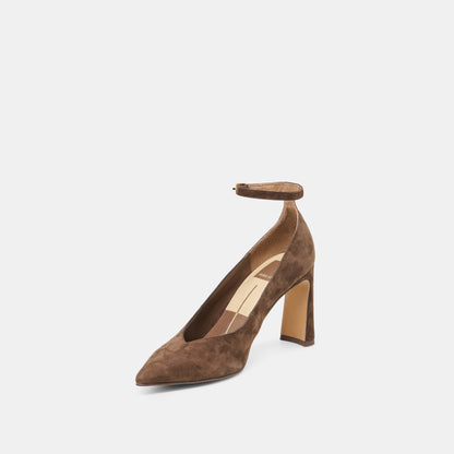 KARSIN HEELS DK BROWN SUEDE