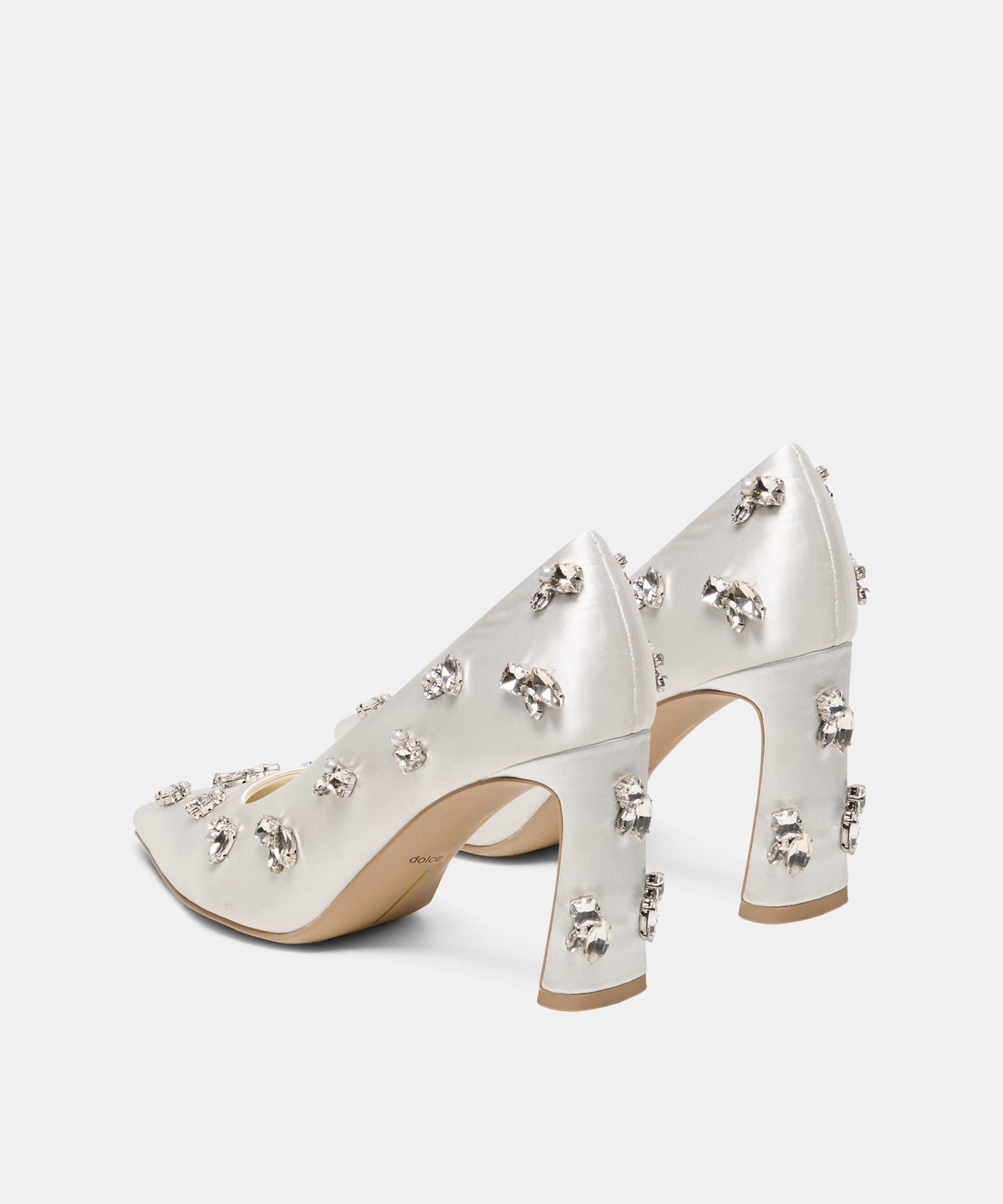 KAYNA RHINESTONE HEELS WHITE SATIN - view 4