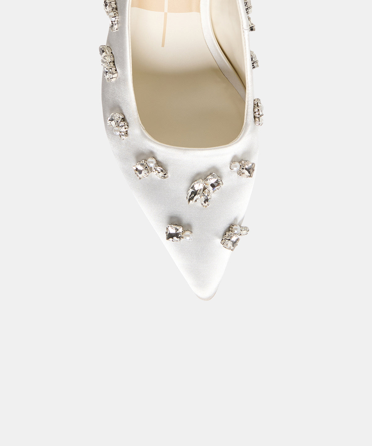 KAYNA RHINESTONE HEELS WHITE SATIN - view 3