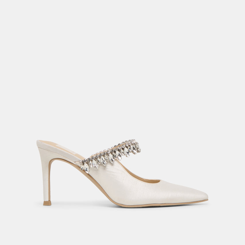 Keli Crystal White Satin Heels | Dolce Vita