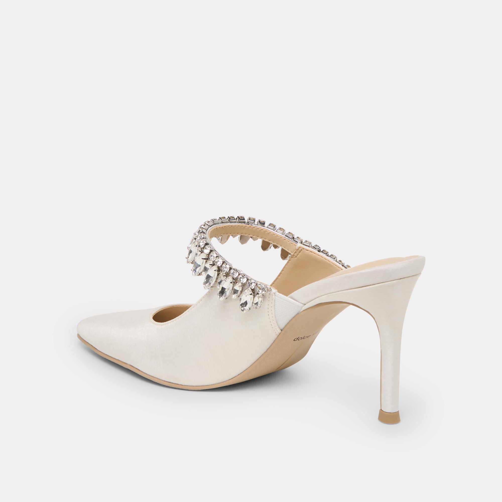 KELI CRYSTAL HEELS WHITE SATIN