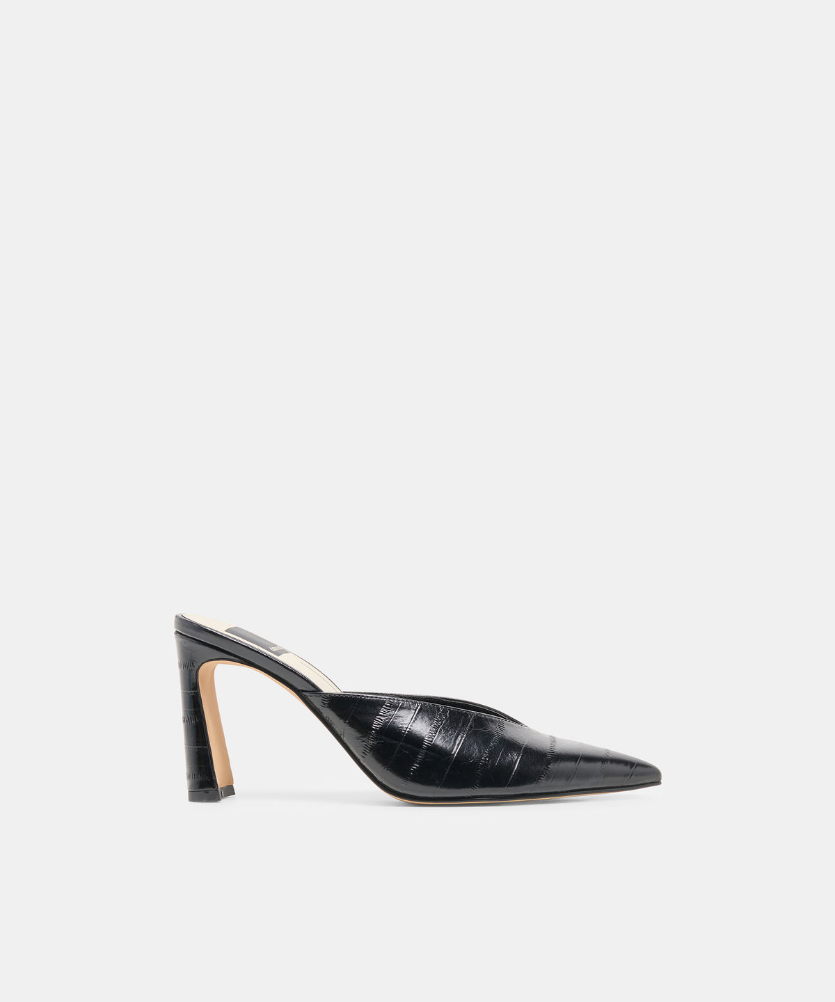 KENTIN Noir Embossed Leather Closed-Toe Heels | Dolce Vita