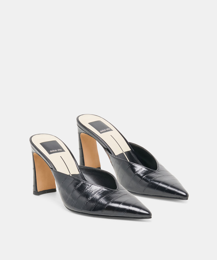 KENTIN HEELS NOIR EMBOSSED LEATHER