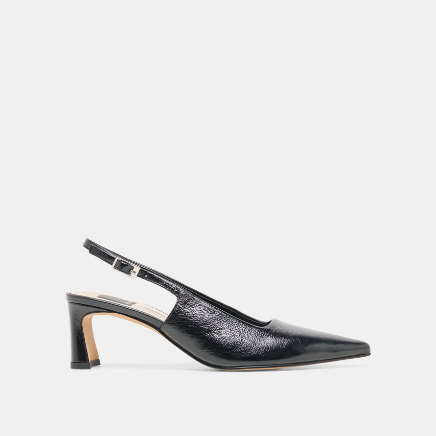 KOKO Black Leather Slingback Closed-Toe Mid Heels | Dolce Vita