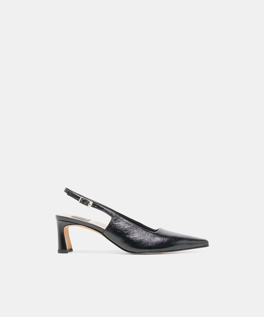 KOKO Black Leather Slingback Closed-Toe Mid Heels | Dolce Vita