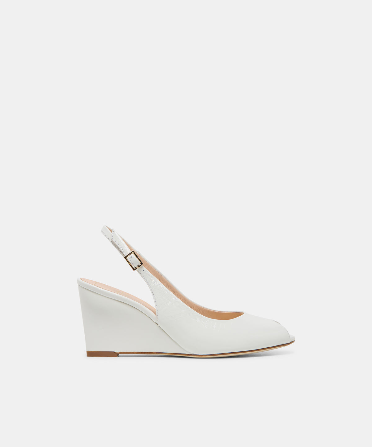 KOLA White Leather Peep-Toe Slingback Wedges | Dolce Vita