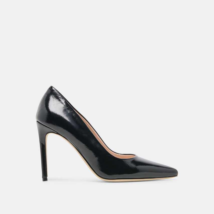 LANKY Black Leather Closed-Toe Pump Stiletto Heels | Dolce Vita