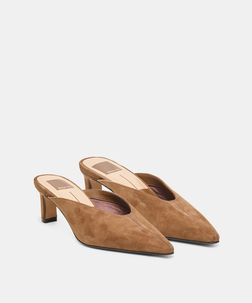 LAVINA MULES COCOA SUEDE