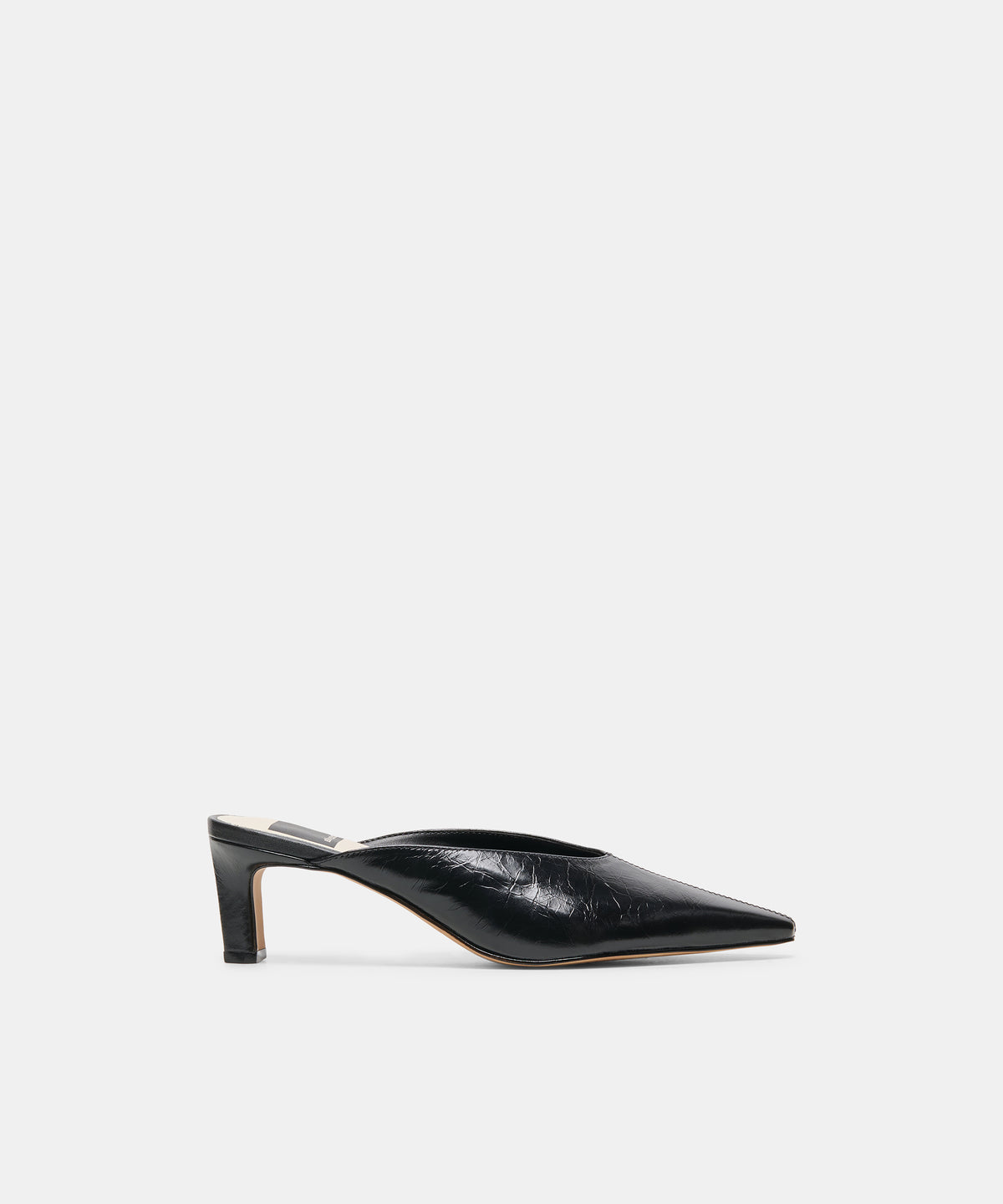 LAVINA Midnight Crinkle Patent Closed-Toe Muled Heels | Dolce Vita