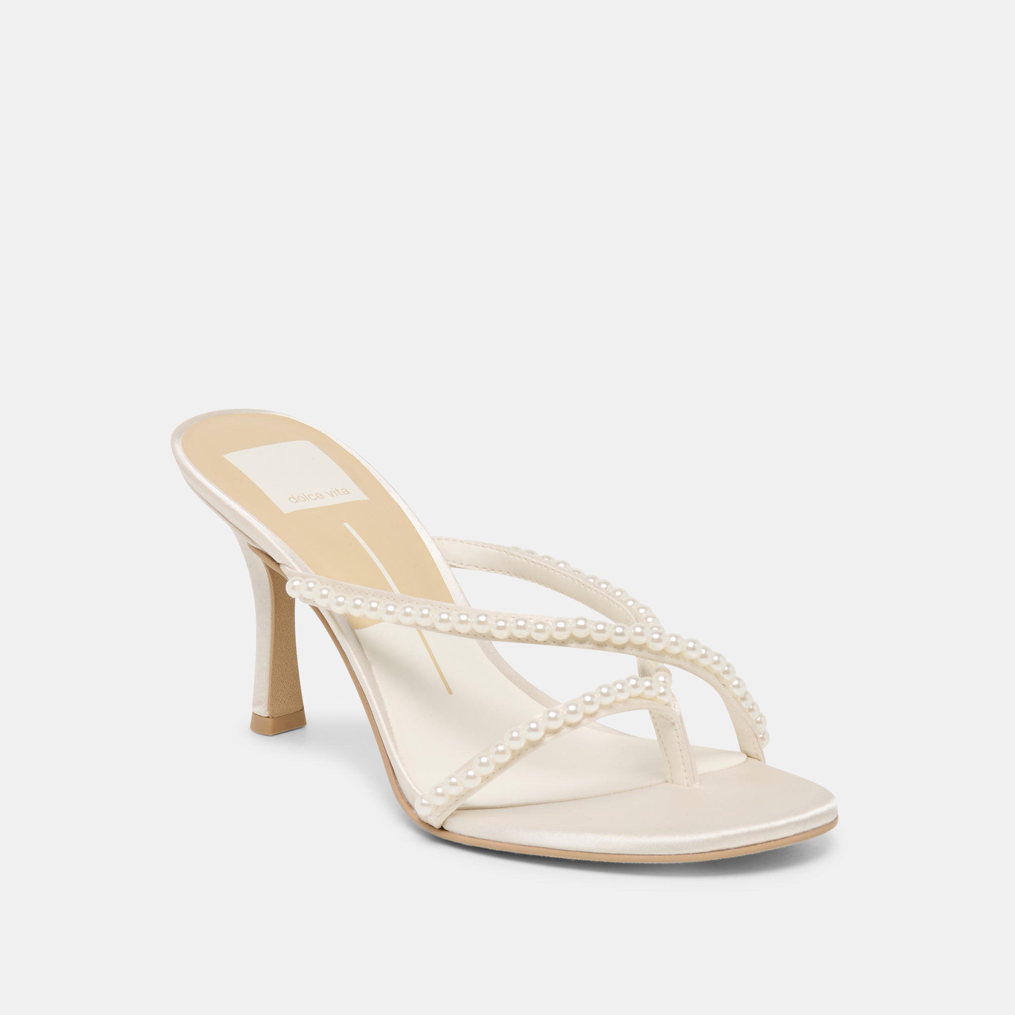 LIANO PEARL HEELS OFF WHITE SATIN - view 3