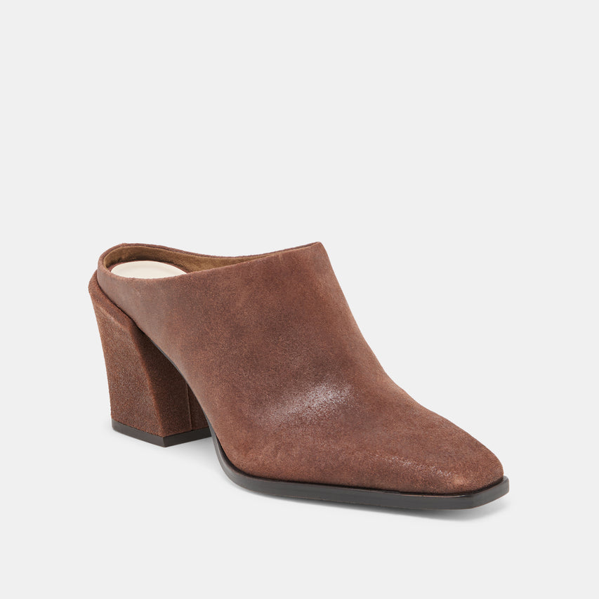 LINDI MULES COFFEE SUEDE