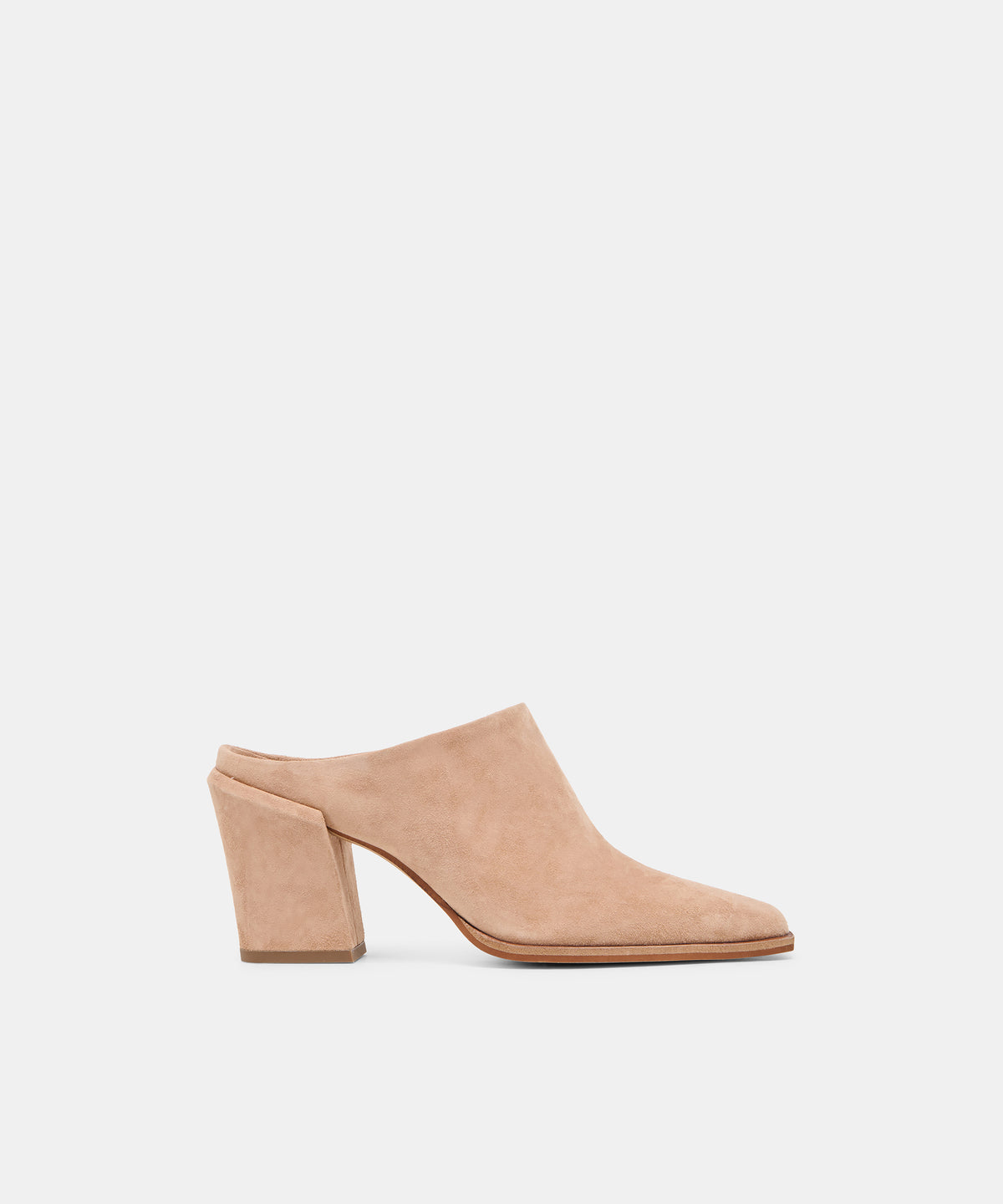 LINDI Toffee Suede Closed-Toe Slip-On Heeled Mules | Dolce Vita