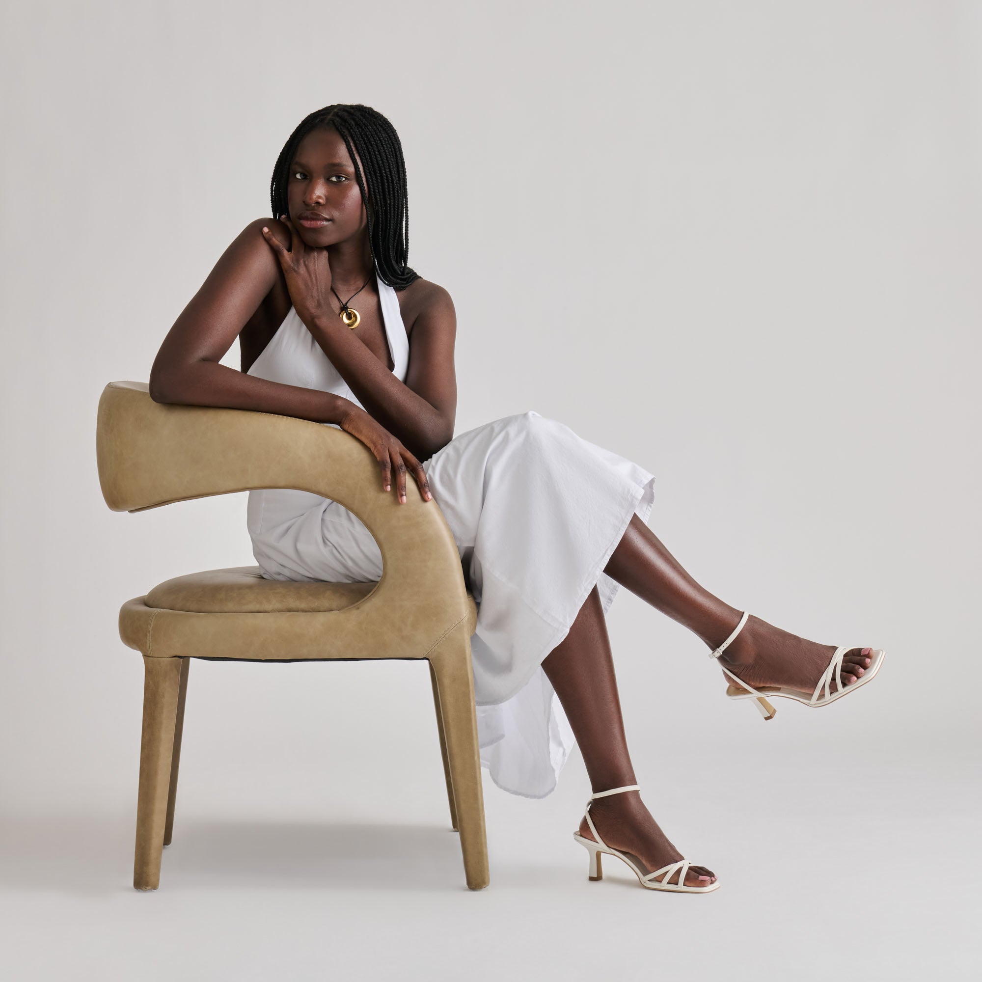 MANJI HEELS TRUE WHITE LEATHER