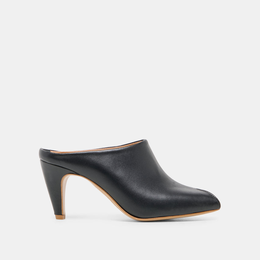 MERY Black Leather Peep-Toe Heels | Dolce Vita