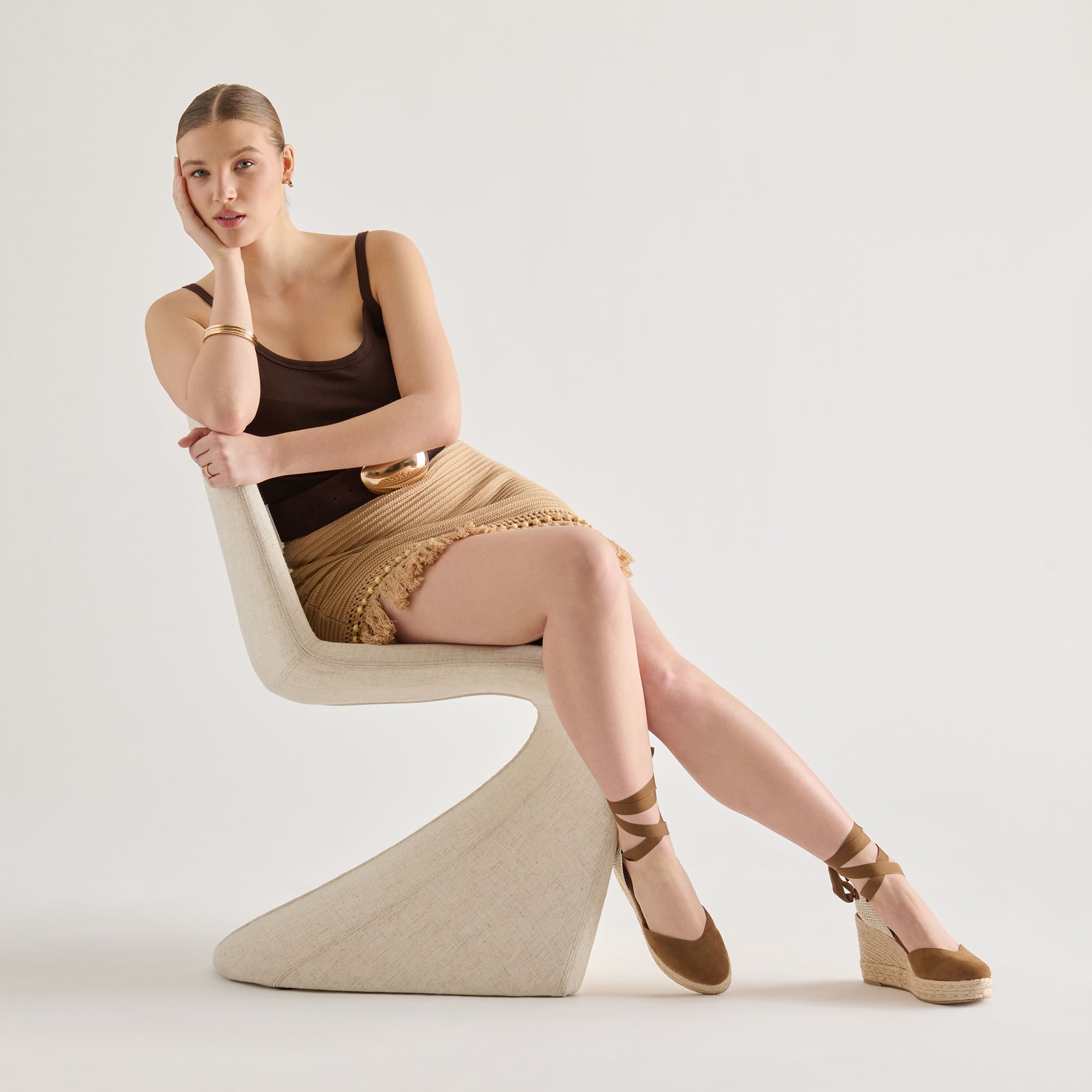NOURA WEDGES LT BROWN SUEDE - view 4