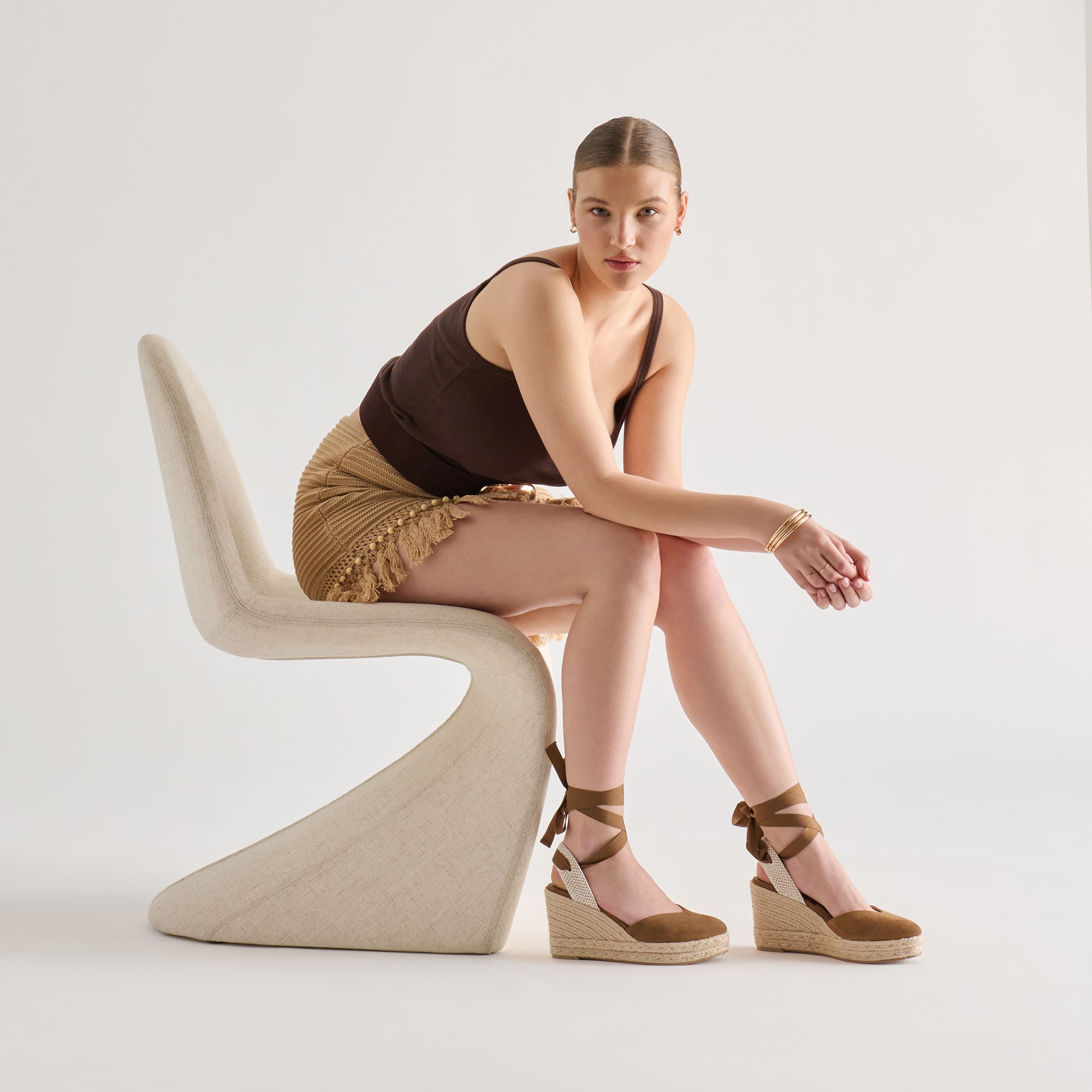 NOURA WEDGES LT BROWN SUEDE - view 8