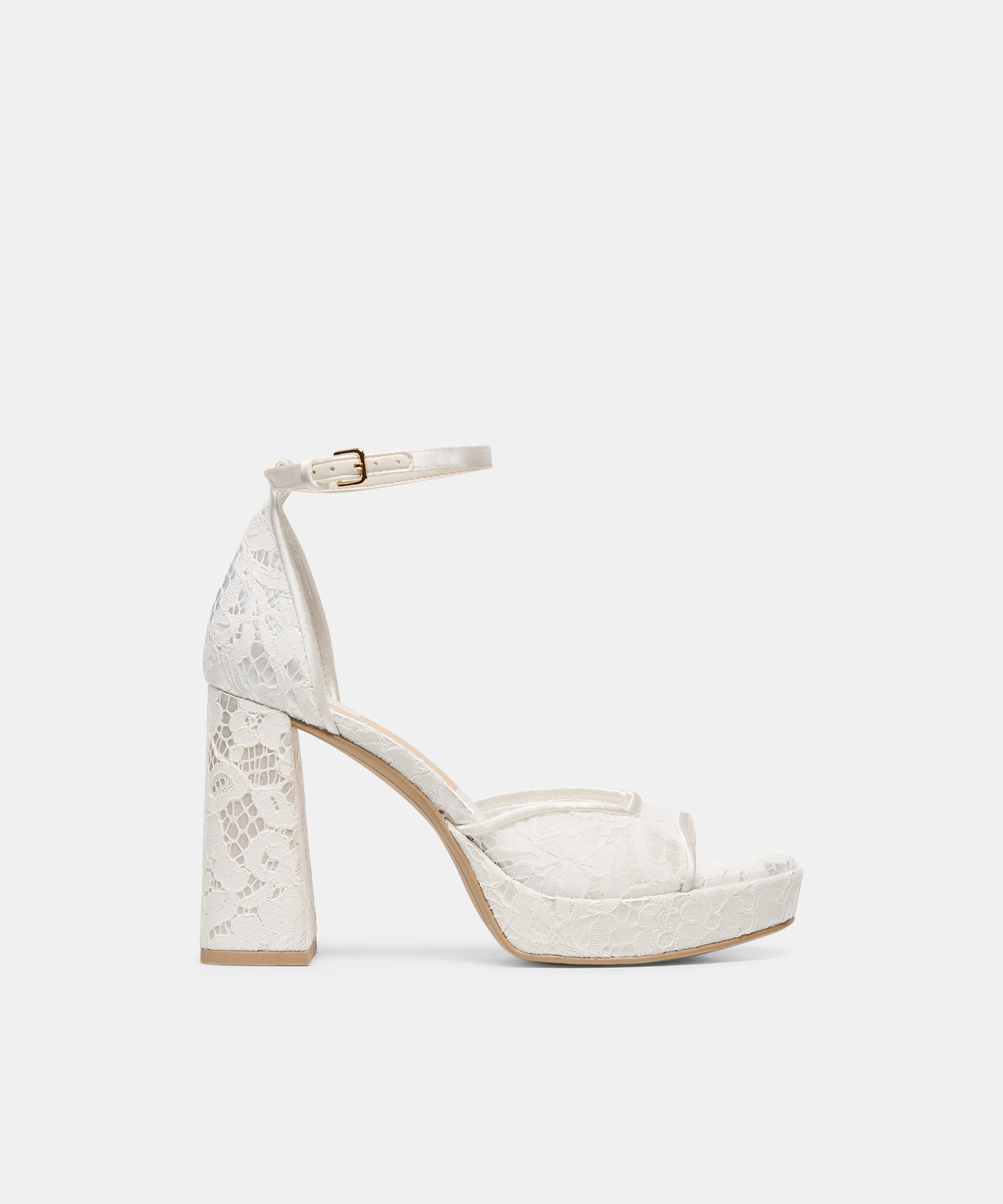 PANDRO True White Lace Platform Open-Toe Bridal Heels | Dolce Vita