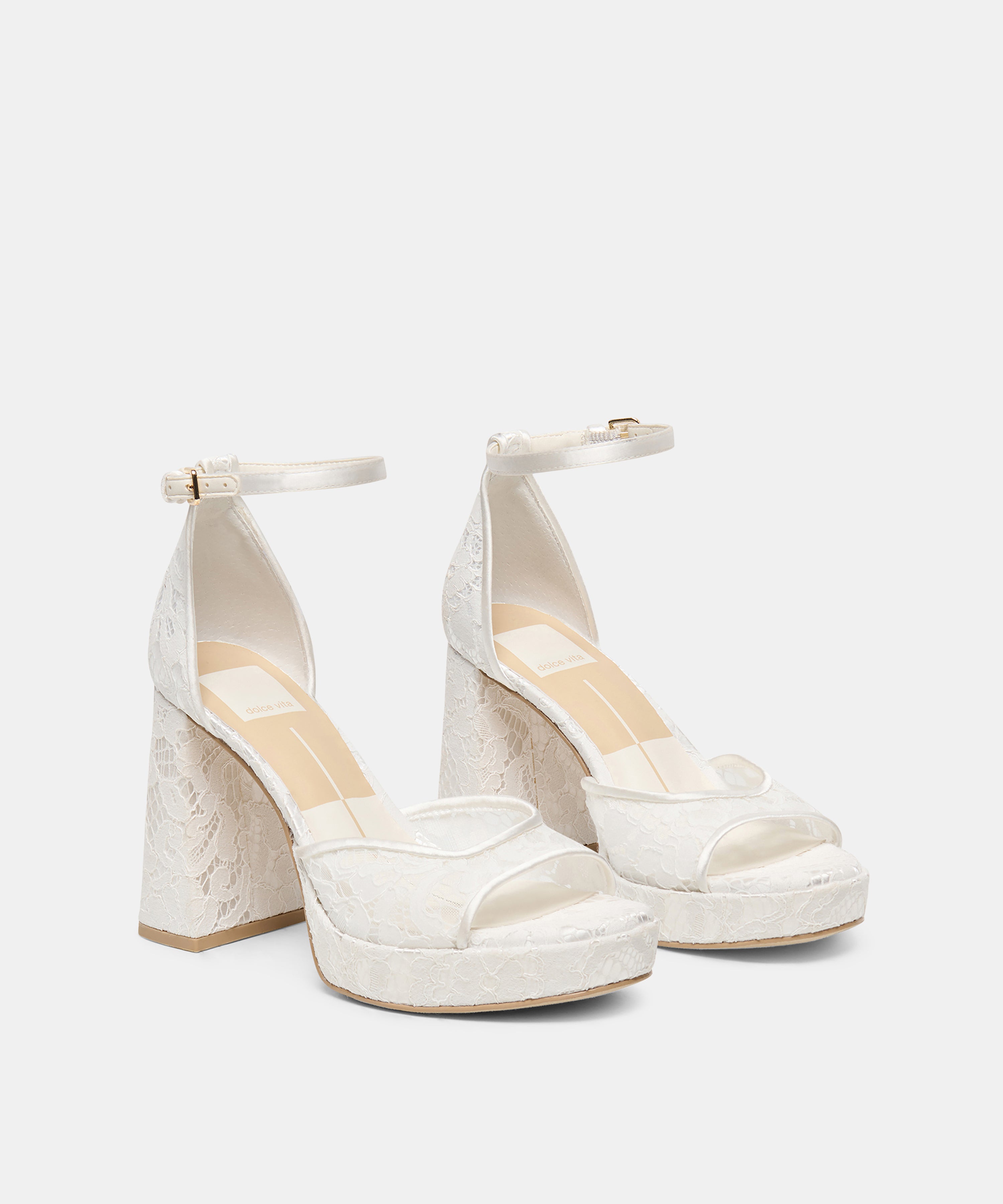 PANDRO HEELS TRUE WHITE LACE - view 3