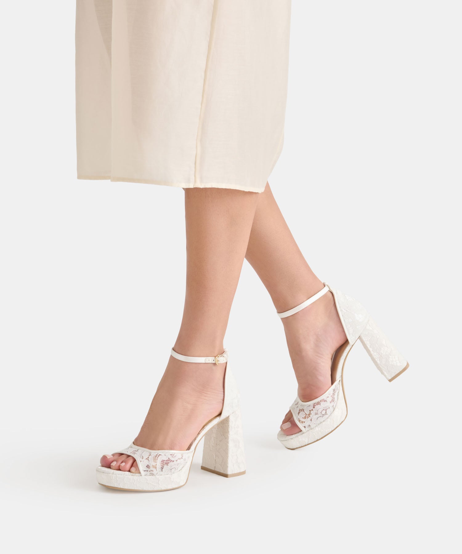 PANDRO HEELS TRUE WHITE LACE - view 2