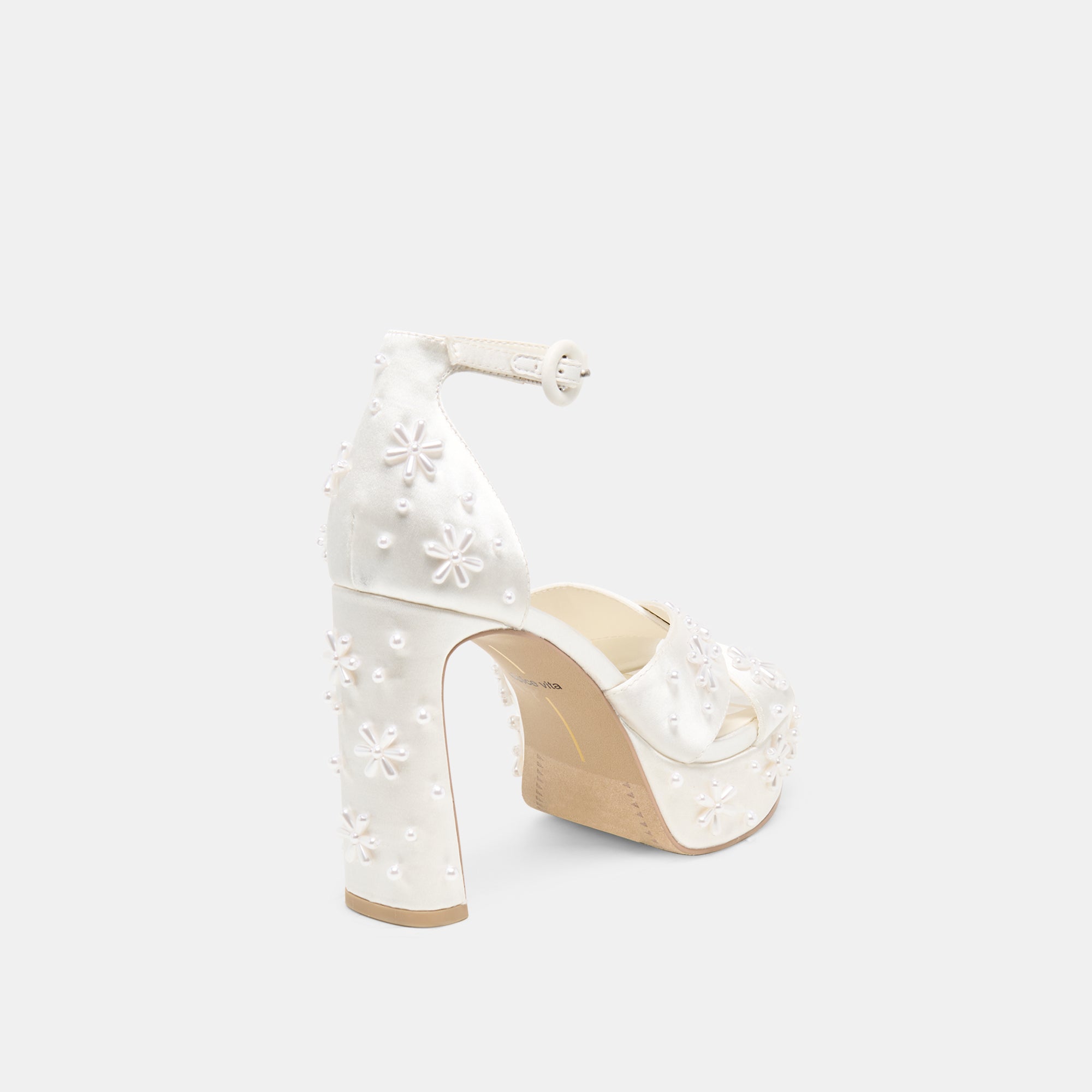 POPPY PEARL HEELS WHITE SATIN - view 3