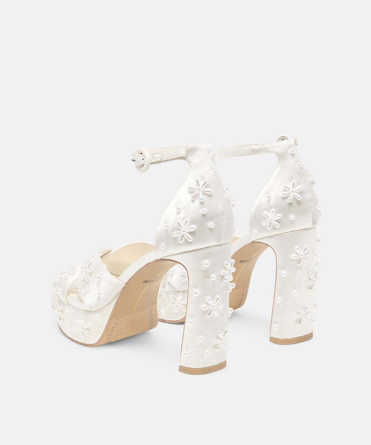 POPPY PEARL HEELS WHITE SATIN - view 5