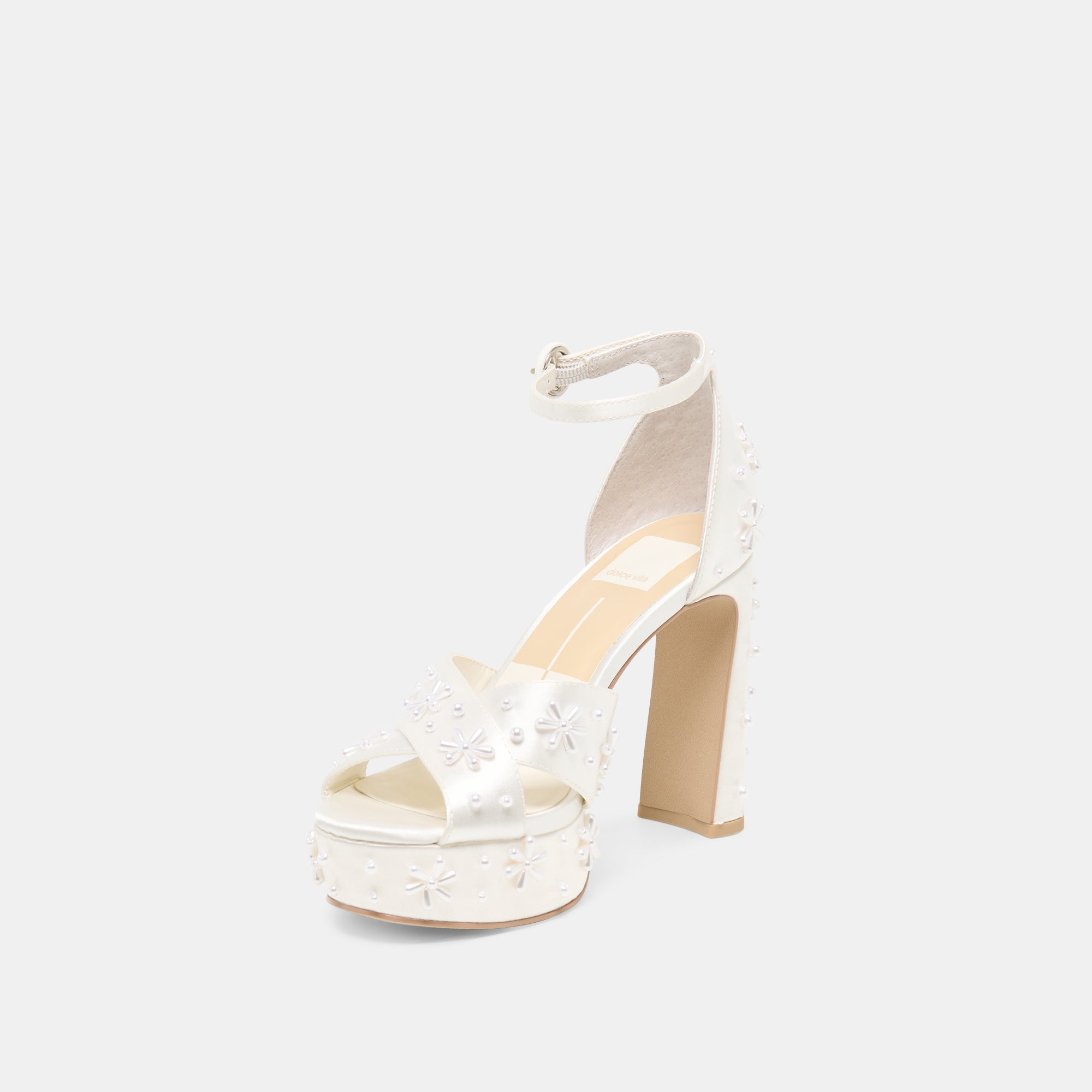 POPPY PEARL HEELS WHITE SATIN - view 4