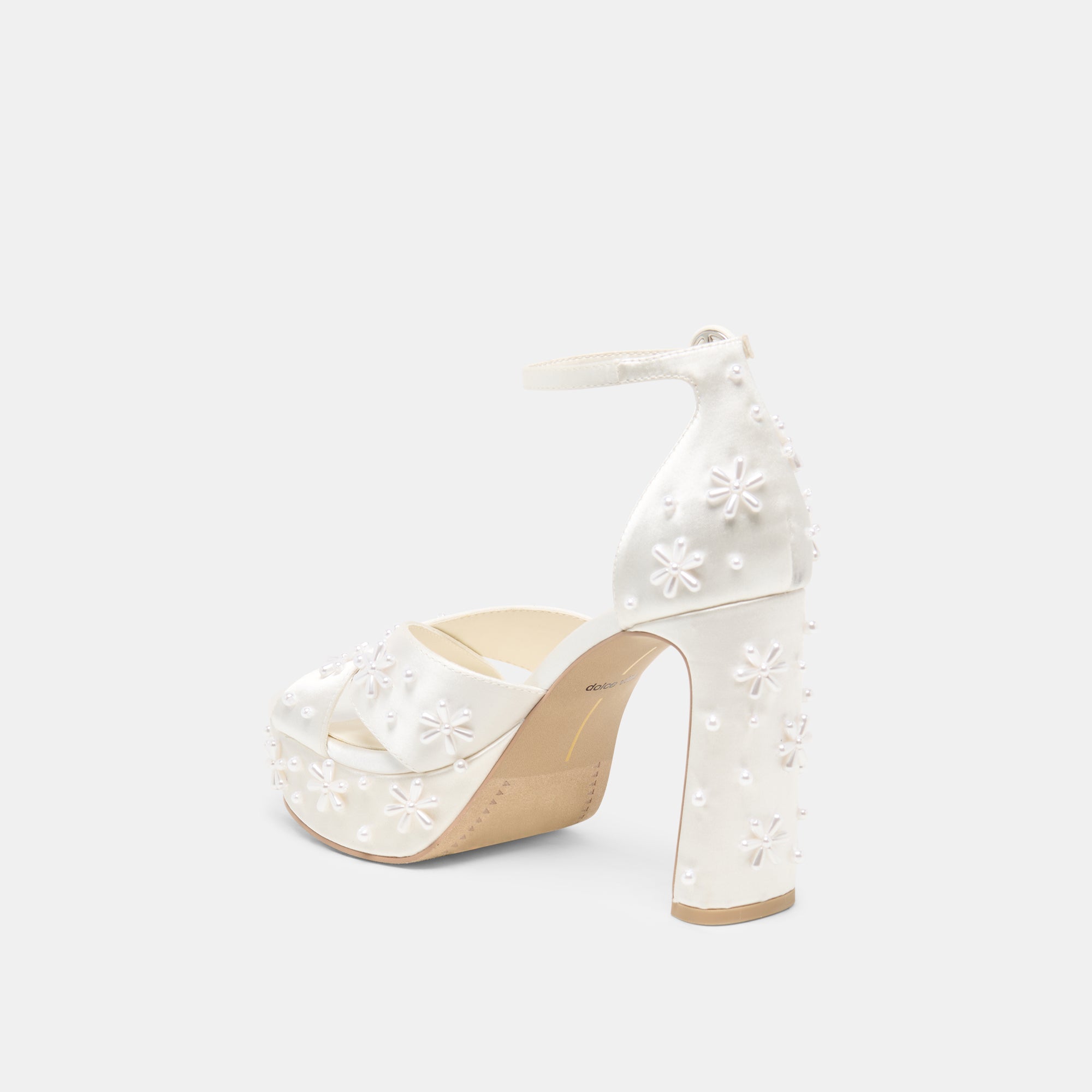 POPPY PEARL HEELS WHITE SATIN - view 5