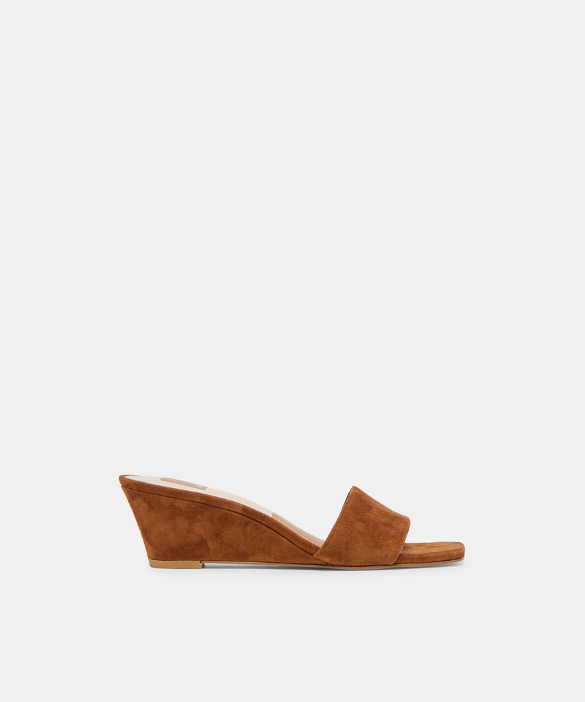 Qaily Wide Brown Suede Wedges | Dolce Vita