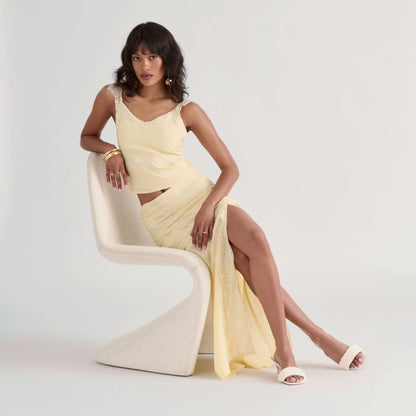 REXA PEARL HEELS OFF WHITE SATIN