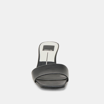 REXA WIDE HEELS BLACK LEATHER