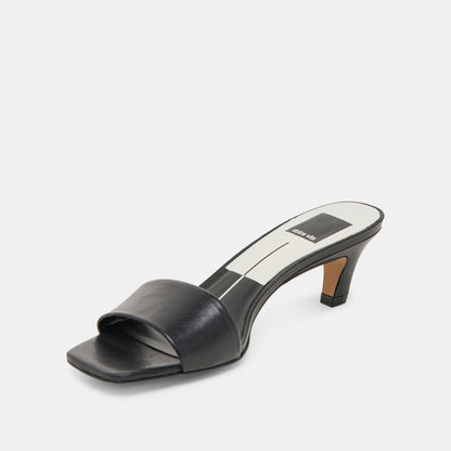 REXA WIDE HEELS BLACK LEATHER