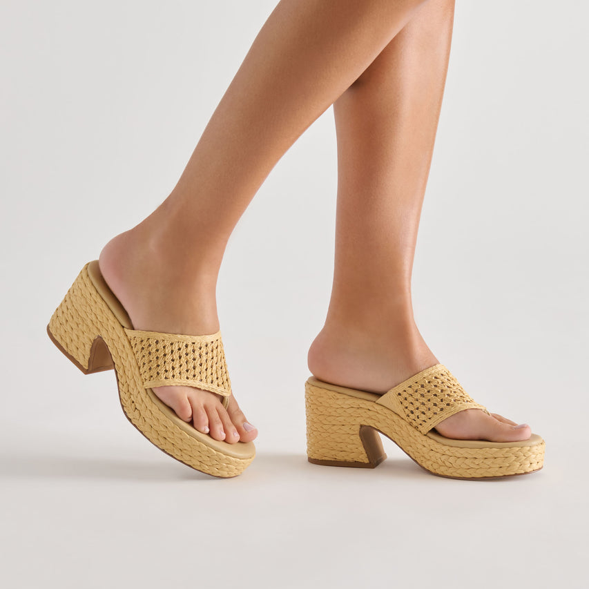 RIPPLE HEELS LT NATURAL RAFFIA