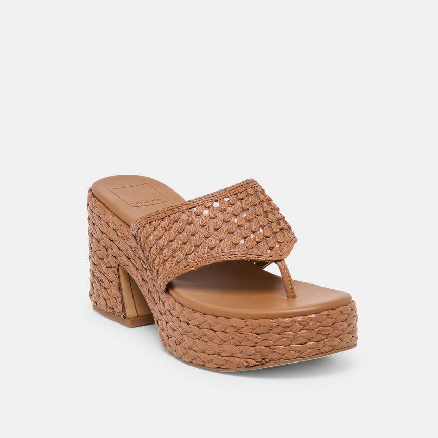 RIPPLE HEELS MID BROWN RAFFIA