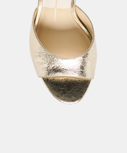ROSHA HEELS PLATINUM DISTRESSED LEATHER