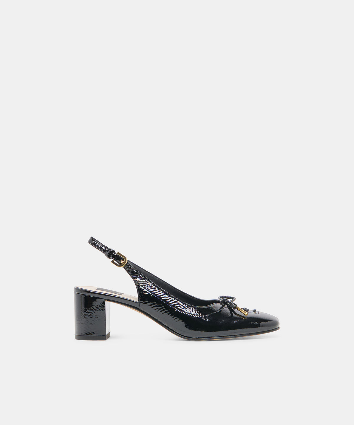 SAYLEE Midnight Crinkle Patent Slingback Ballet Block Heels | Dolce Vita