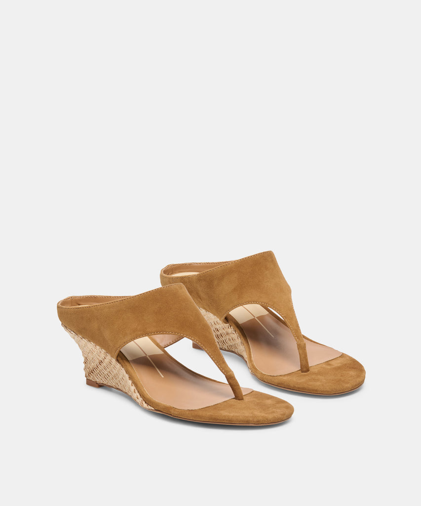 SYMON WEDGES LT BROWN SUEDE