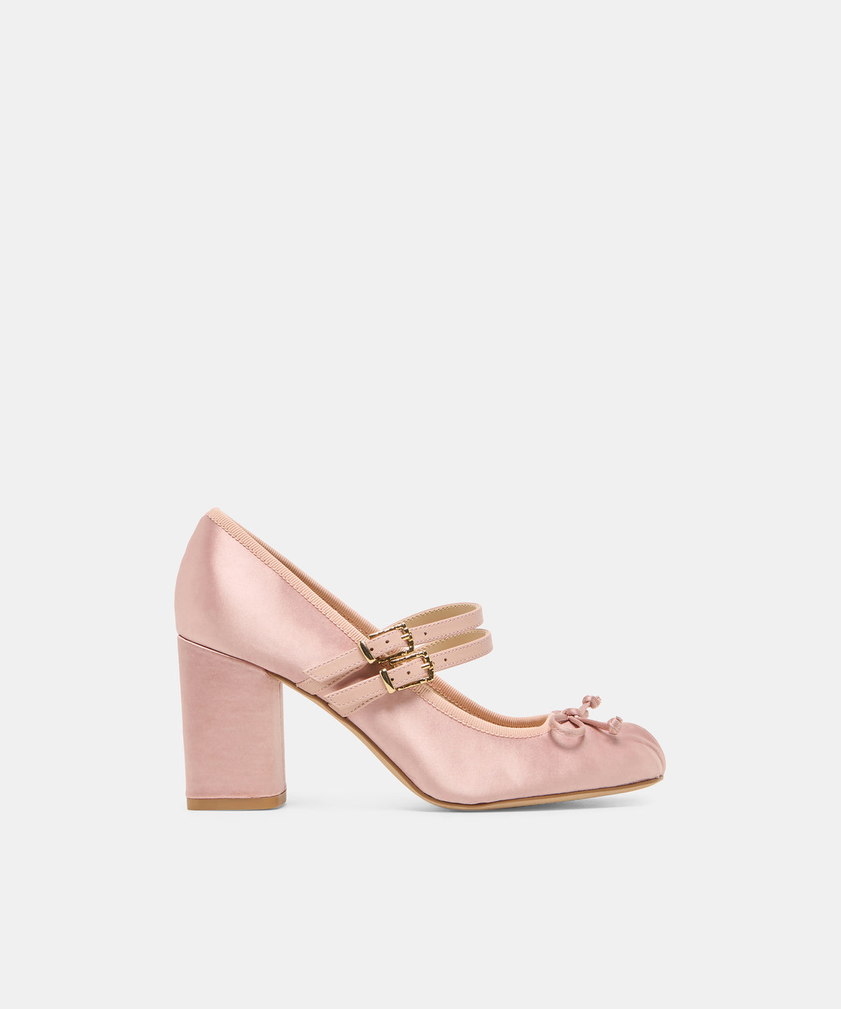 TIARAH Lt Blush Satin Ballet Block Heels | Dolce Vita