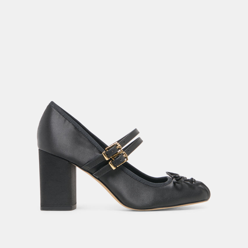TIARAH HEELS ONYX SATIN