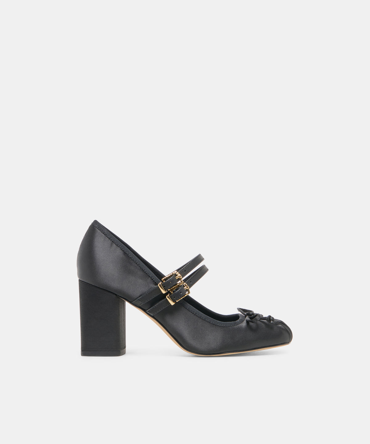 TIARAH Onyx Satin Ballet Block Heels | Dolce Vita